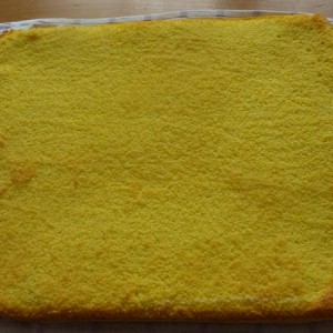 Žĺtka so 60g cukru a vanilkovým cukrom vyšľaháme do penista. Bielka so 60g cukru vyšľaháme a primiešame k žĺtkovej mase. Múku s kukuričným škrobom  premiešame a po lyžiciach primiešame k cestu. Na papierom vyložený plech vylejeme cesto a pečieme pri 160 stupňoch, 13-15 minút.